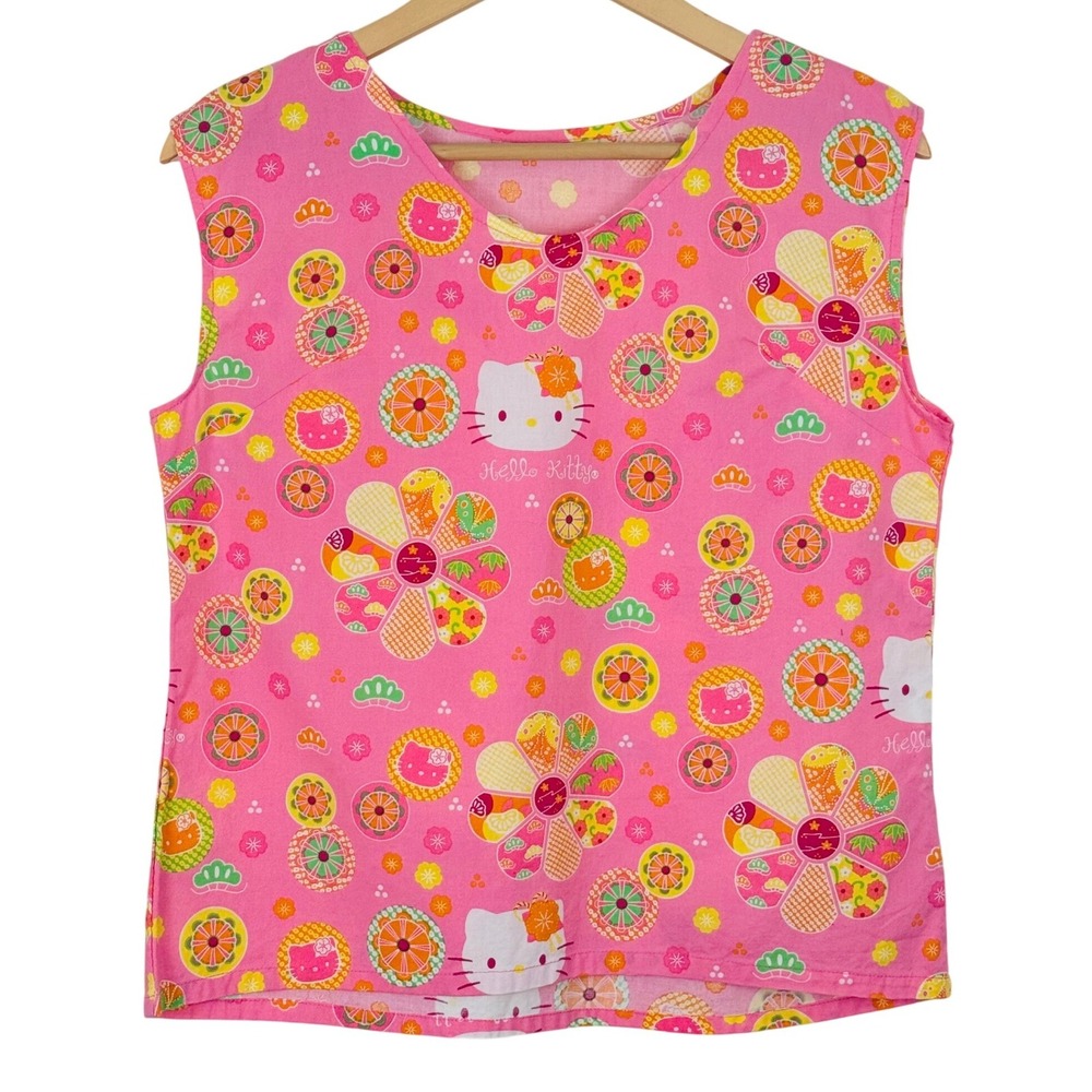 Handmade Hello Kitty Pink Citrus Print Tank Kawaii Y2K Summer Tank Top